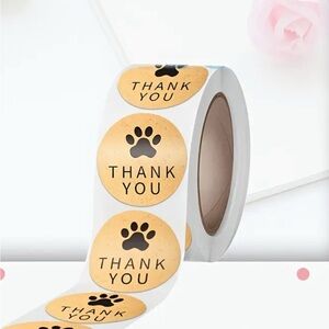 Dog Paw Thank You Stickers - Kraft paper With Black Ink, 500 pcs